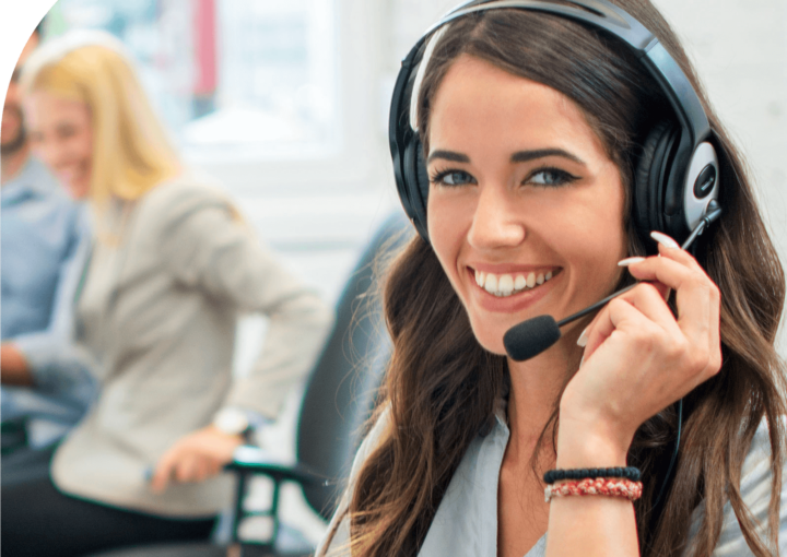 sales person using a headset on the phone