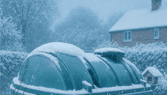A winter tanker outside a house