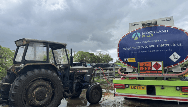 A Moorland Fuels tanker delivering Red Diesel to a local Devonshire Farm.