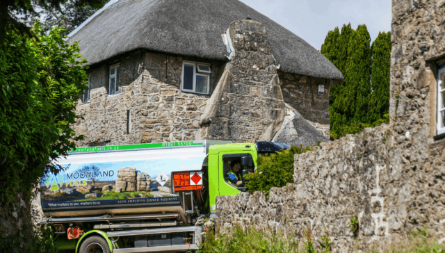 A Moorland Fuels Tanker delivering Kerosene to a house.