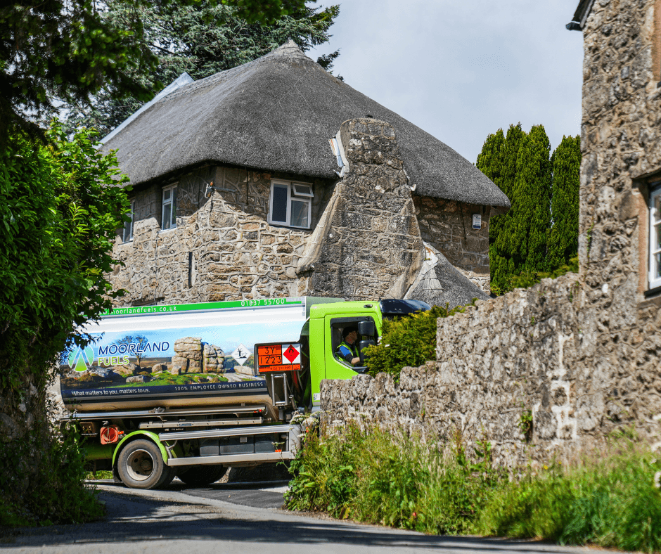 Moorland Fuels Domestic Delivery A Moorland Fuels Tanker delivering Kerosene to a house.