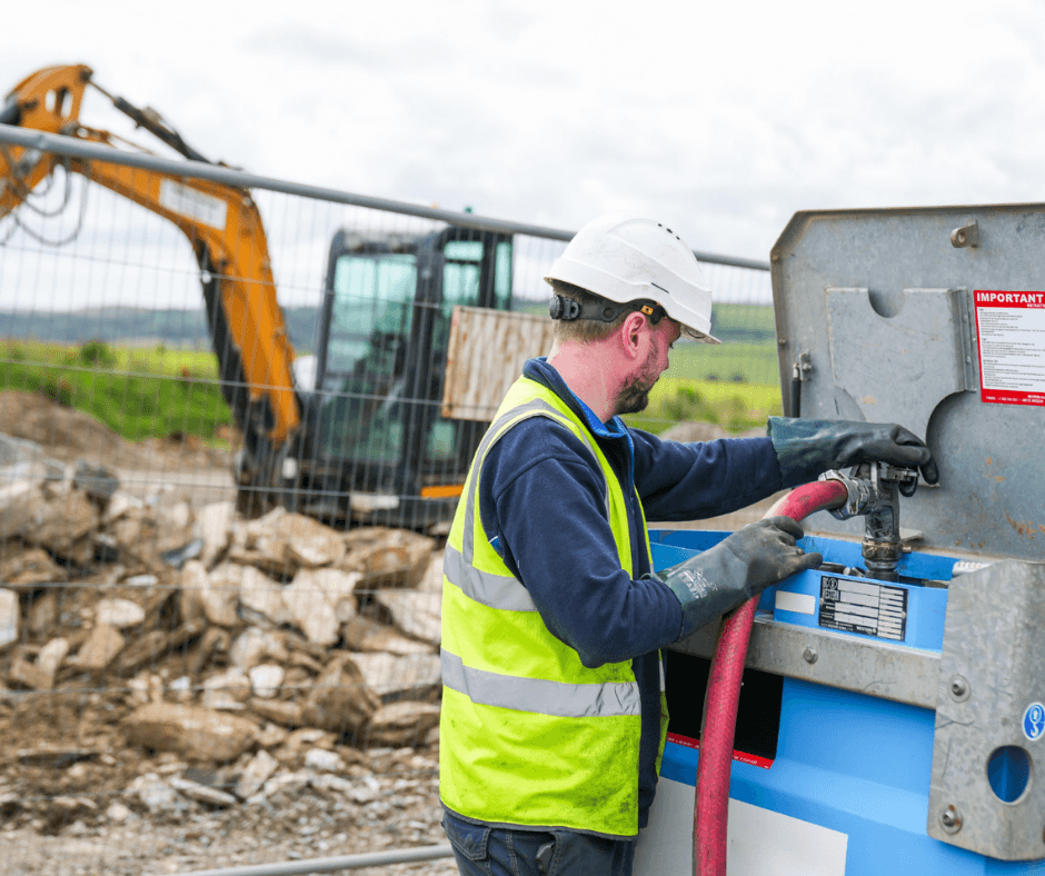 Moorland Fuels Construction Delivery A Moorland Fuels Driver delivering White Diesel to a construction site.
